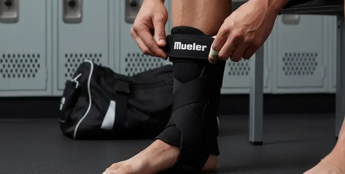 Putting on Mueller Ankle Brace