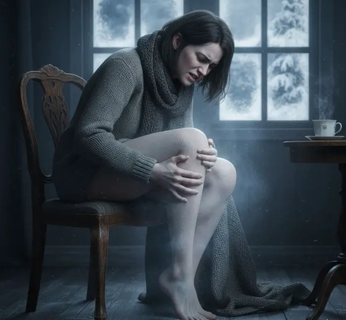 random cold sensation in one leg and thigh